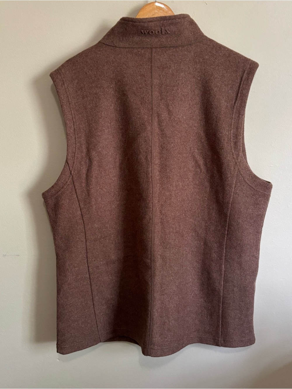 WoolX Merino Wool Full Zip Vest Chocolate Brown 1X Zip Front Pockets - Picture 2 of 6